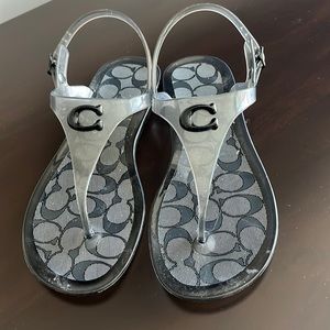 Coach T Strap Sandals. Clear and gray soft plastic  Goes with everything